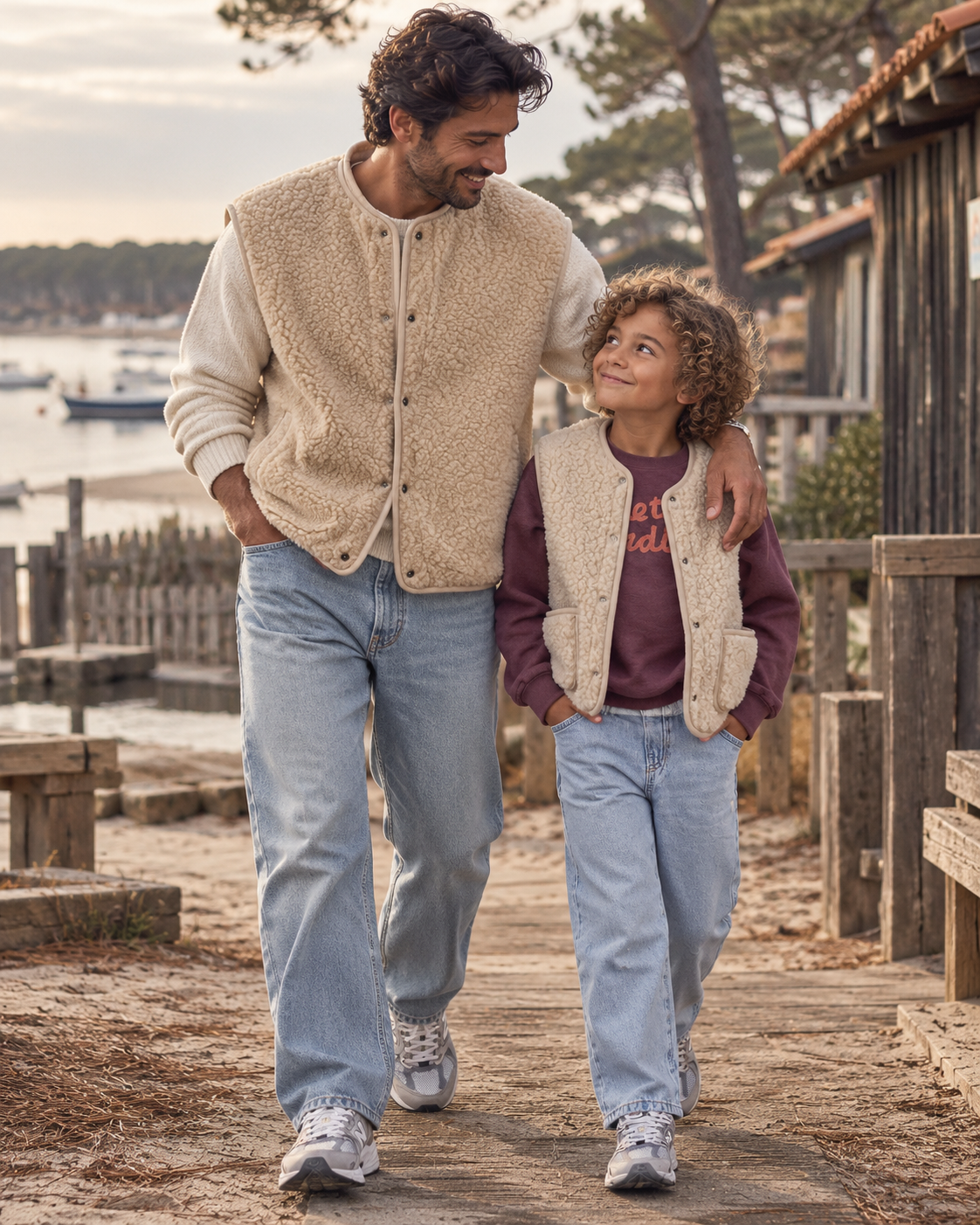 Cocoon enfant, le gilet sans manche en laine mérinos beige
