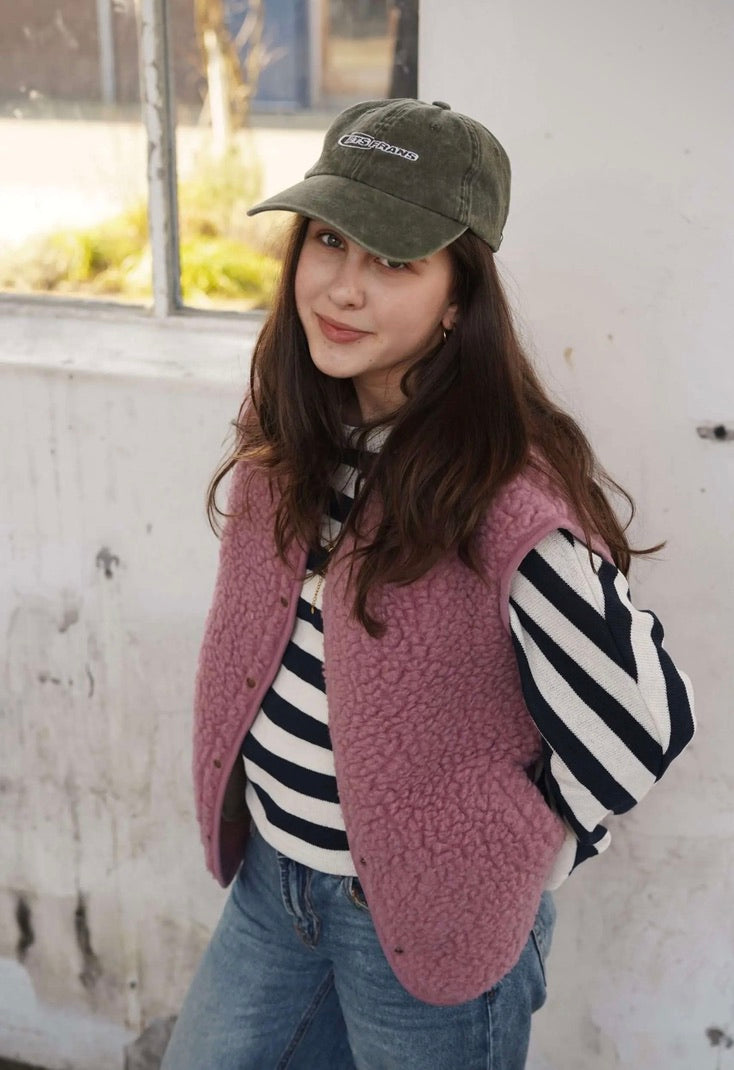 Cocoon adulte, le gilet sans manche en laine mérinos rose poudré