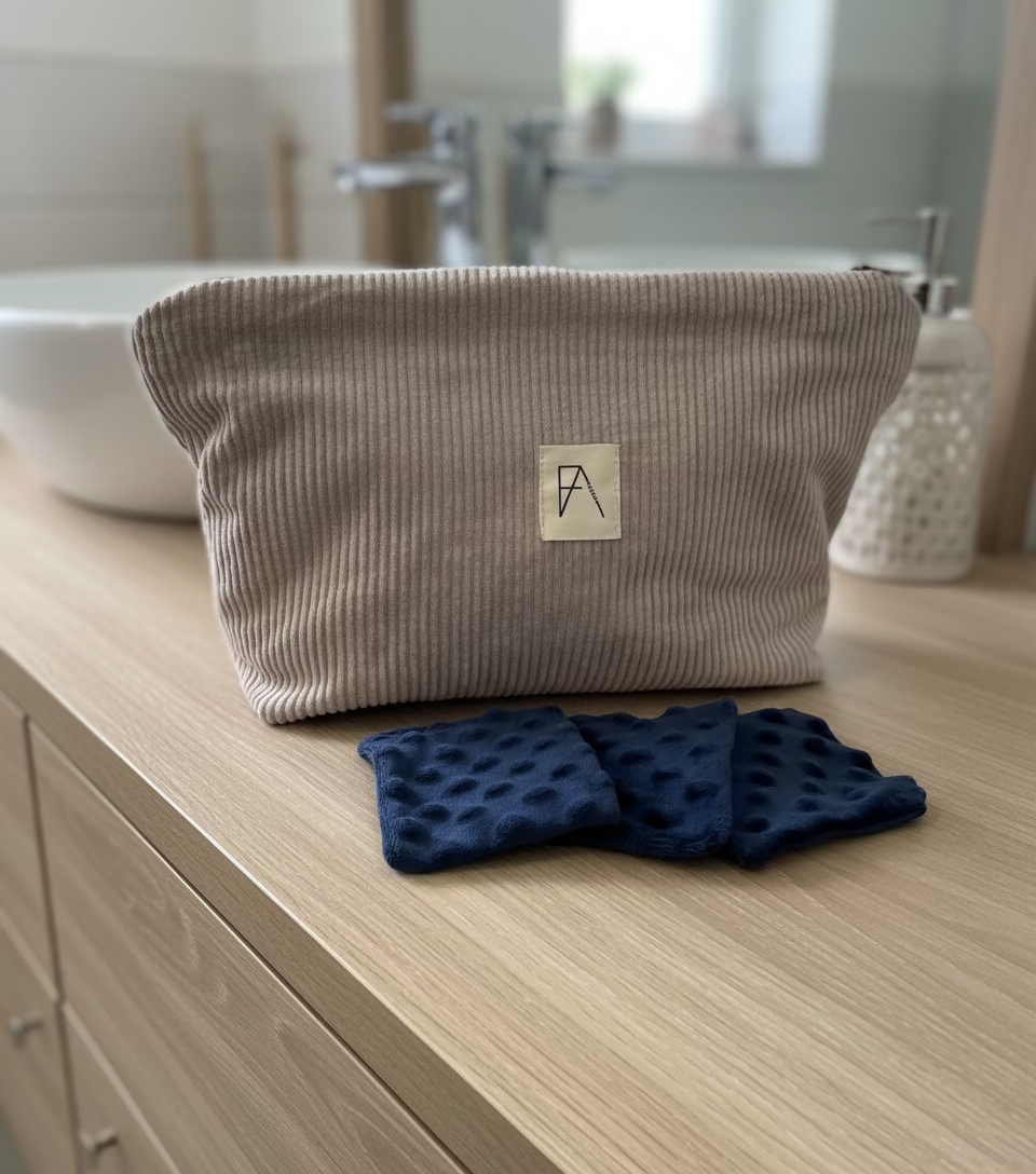 Trousse de toilette velours + Cotons démaquillants