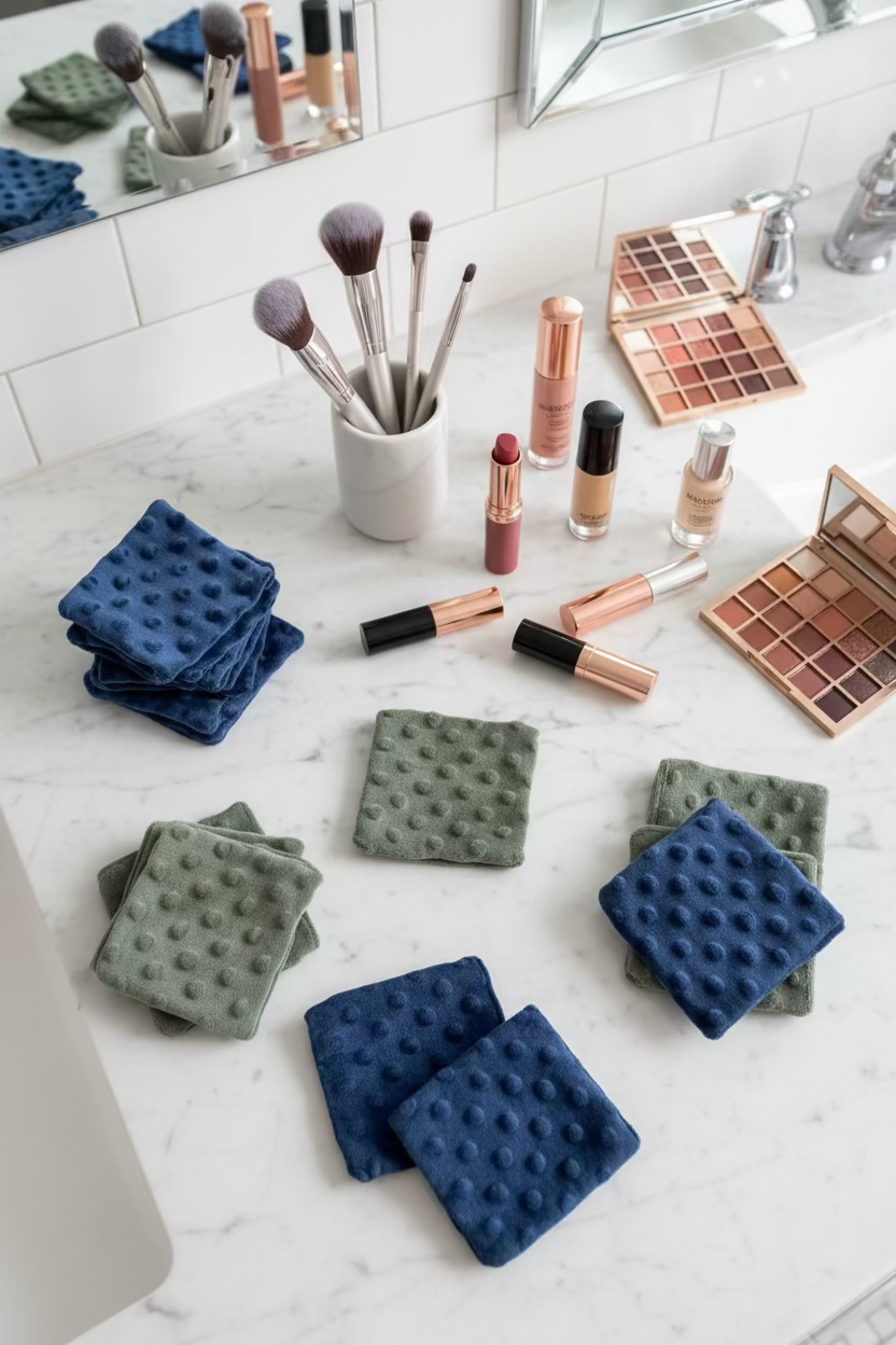 Trousse de toilette velours + Cotons démaquillants