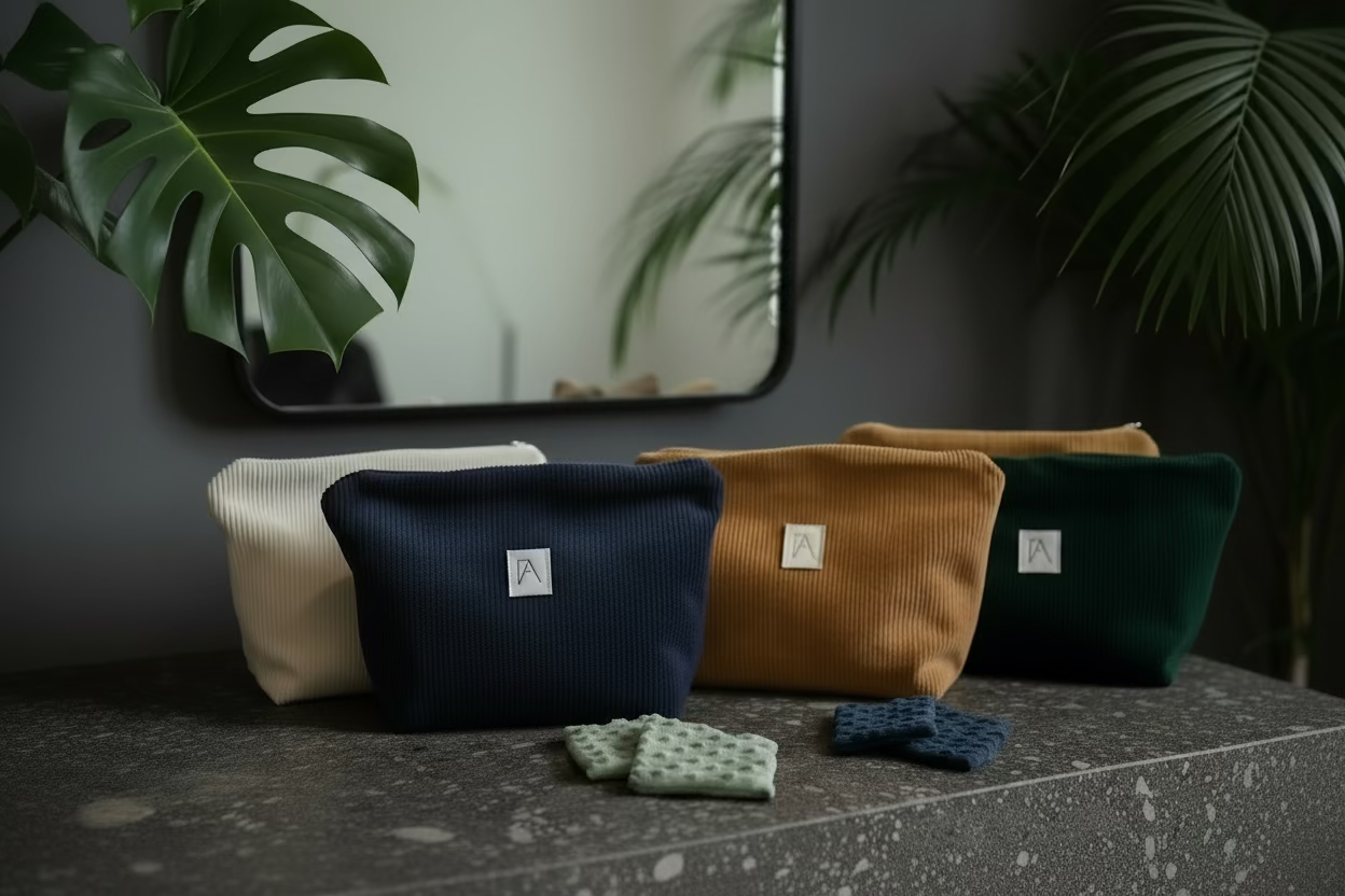 Trousse de toilette velours + Cotons démaquillants