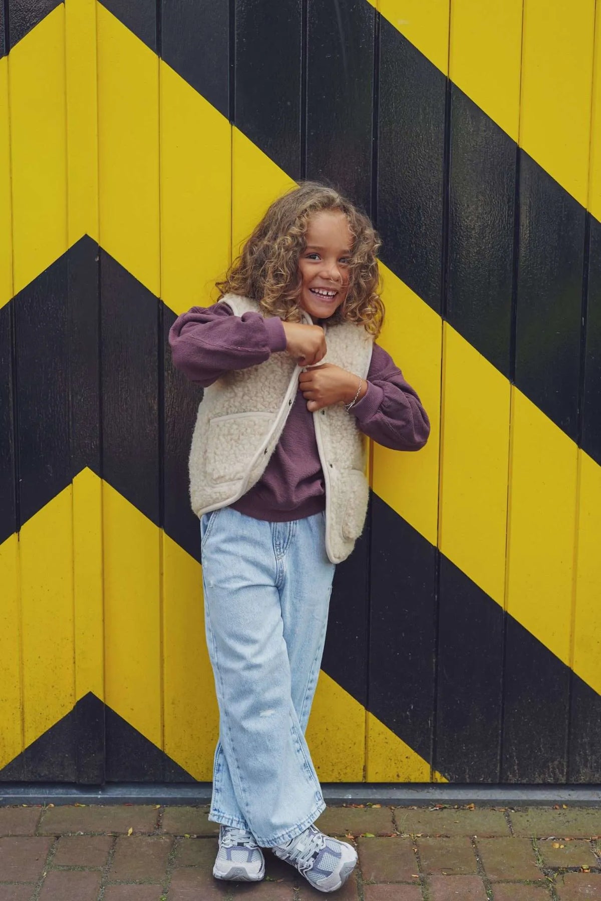 Cocoon enfant, le gilet sans manche en laine mérinos beige