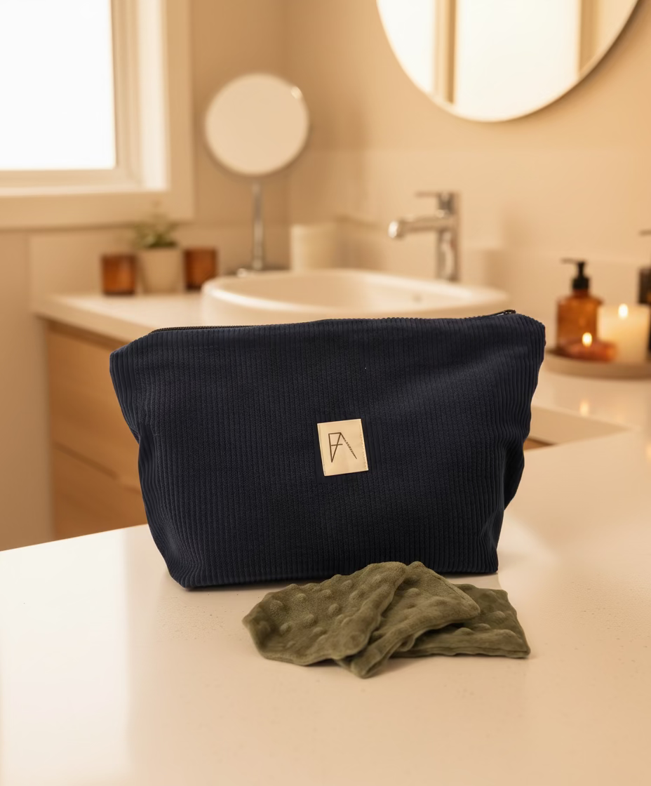 Trousse de toilette velours + Cotons démaquillants