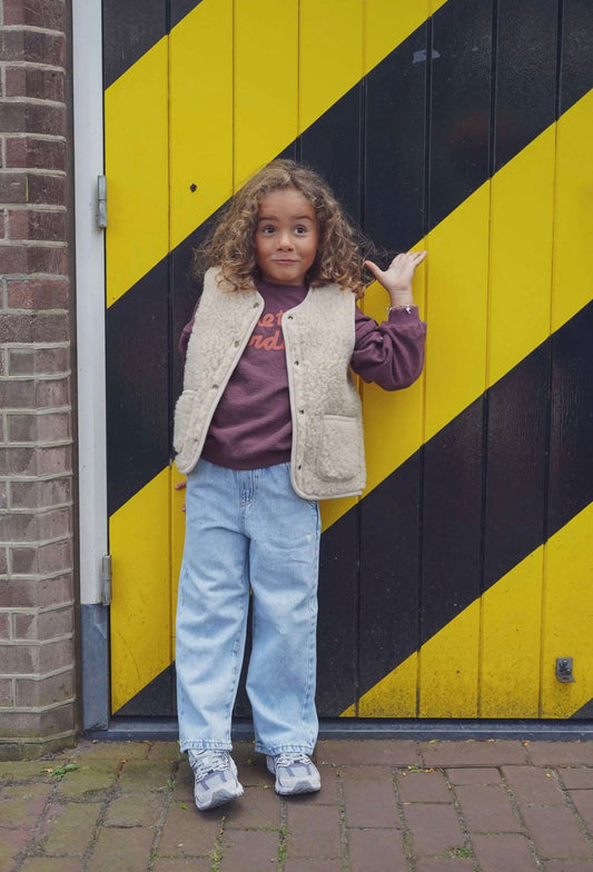 Cocoon enfant, le gilet sans manche en laine mérinos beige