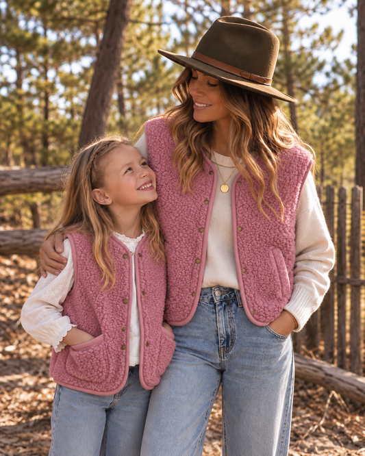 DUO Gilet cocoon rose