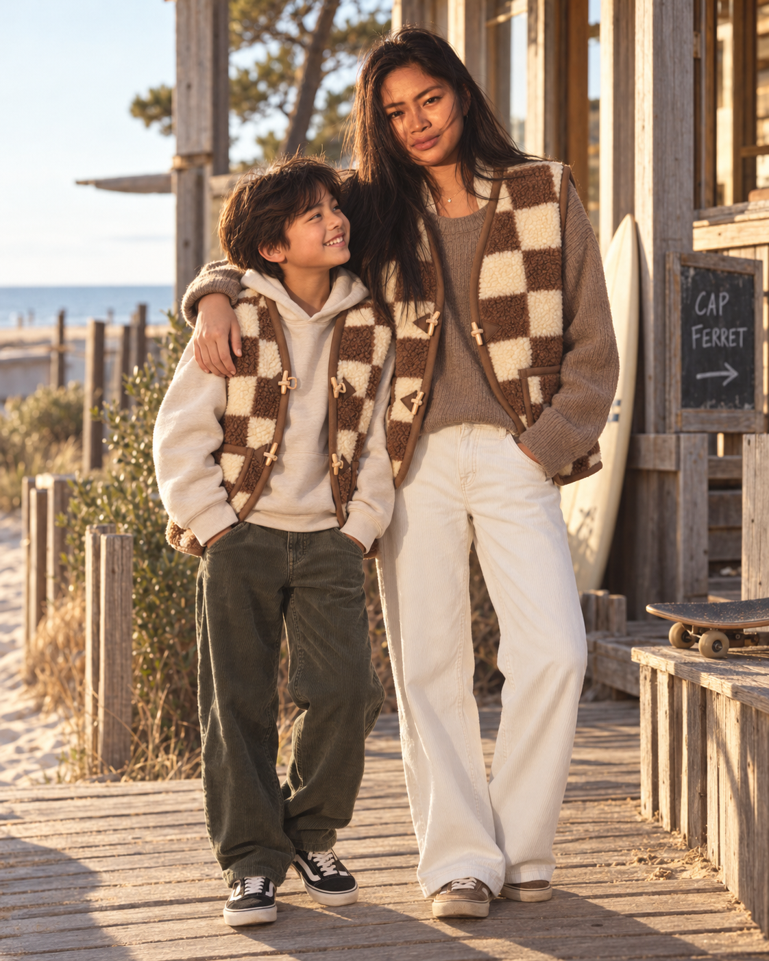DUO gilet louve damier