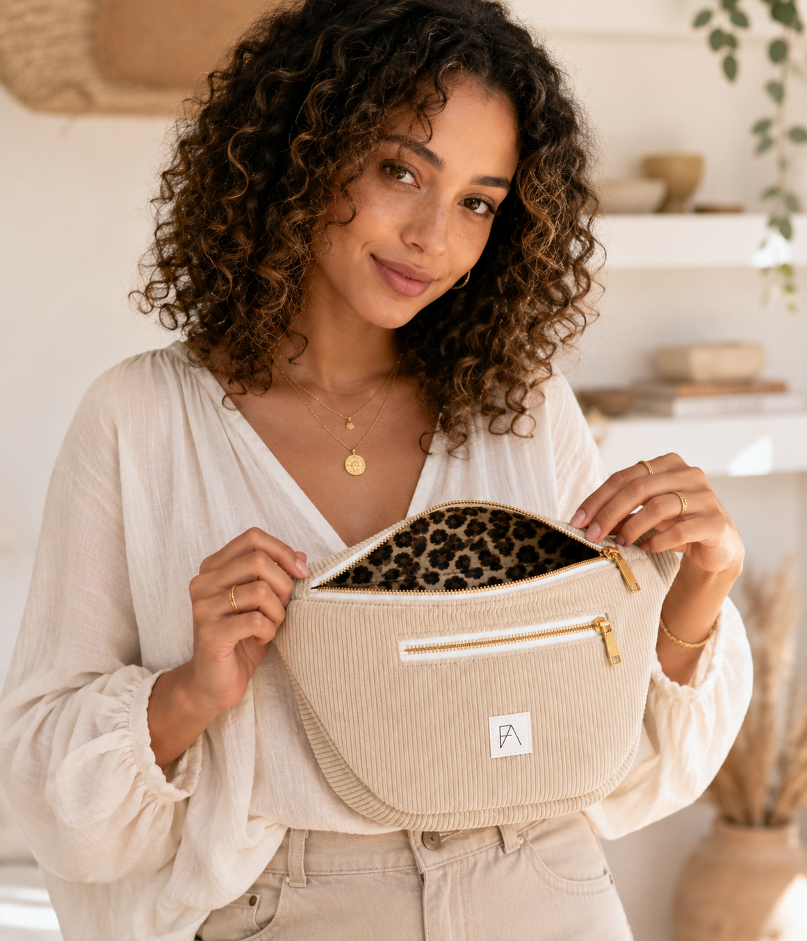 Sac banane Paolina XL beige